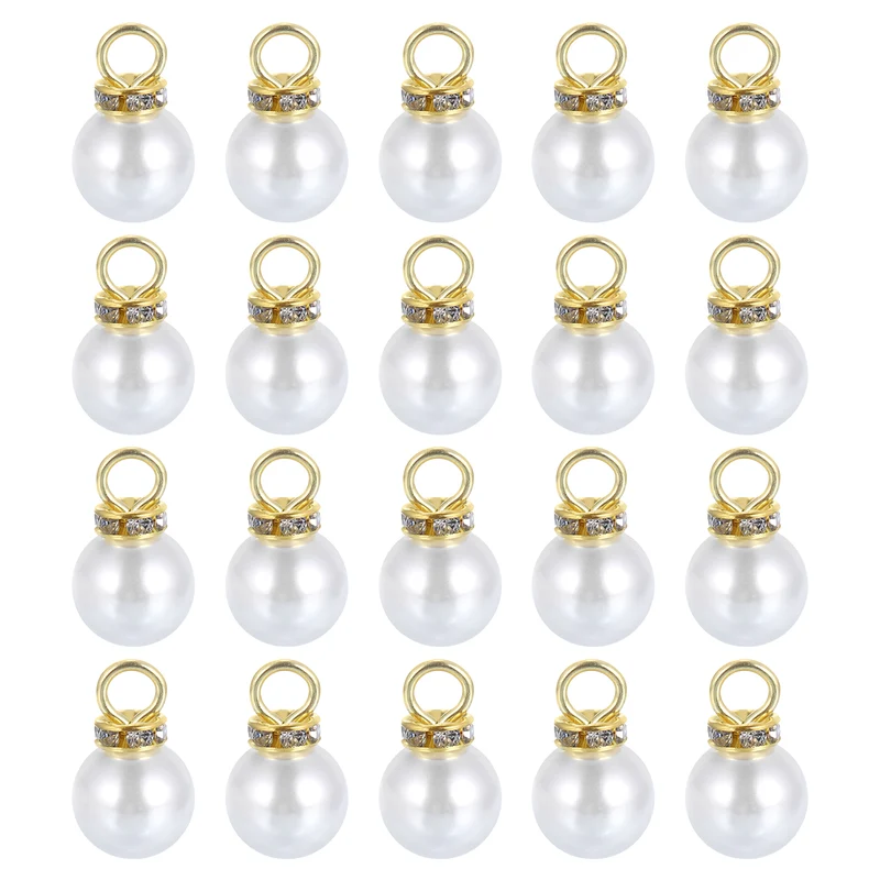 Pearl Charm, 100pcs 12mm Pendants Faux Pearl Beads Charm (Gold)