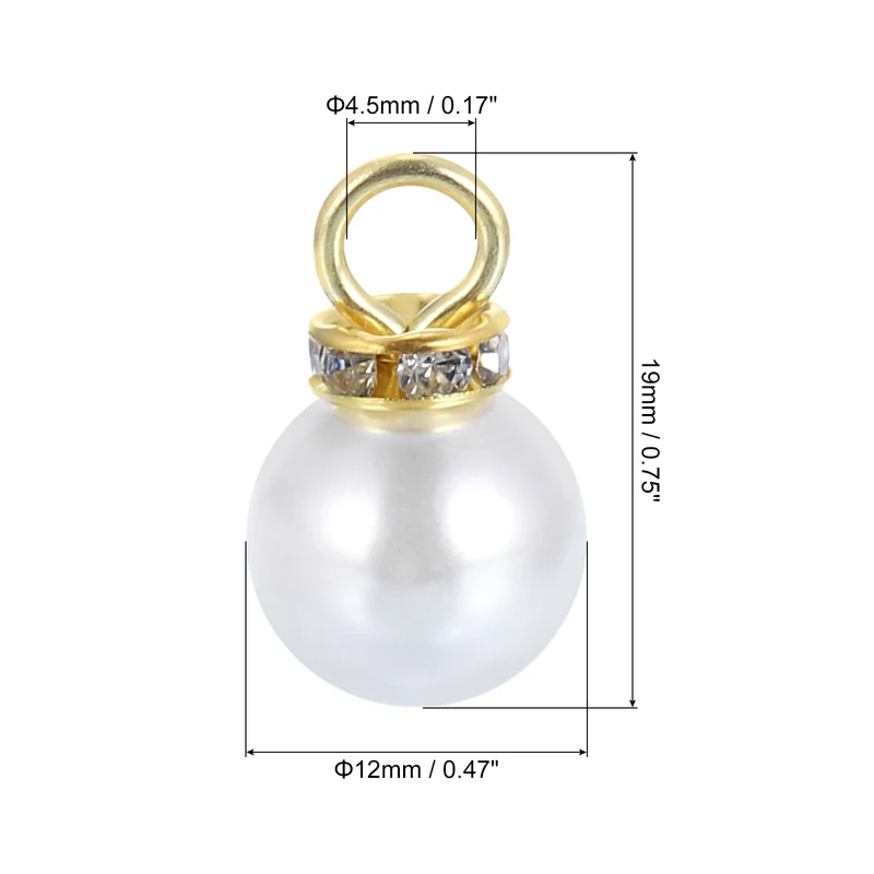Pearl Charm, 100pcs 12mm Pendants Faux Pearl Beads Charm (Gold)