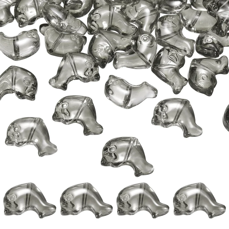 120Pcs Glass Dolphin Beads, Sea Dolphin Glass Bead, Clear Gray
