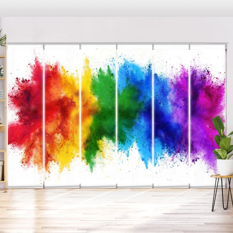 Schiebegardine Motiv "Regenbogen Farbexplosion"