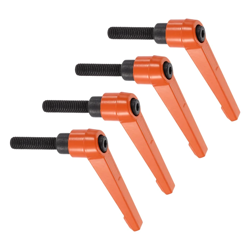 Clamping Lever Handles for Lathe, M8x32mm Male Thread Orange 4Pcs