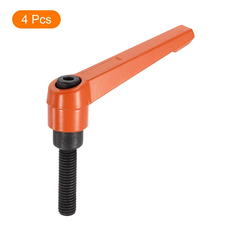 Clamping Lever Handles for Lathe, M8x32mm Male Thread Orange 4Pcs