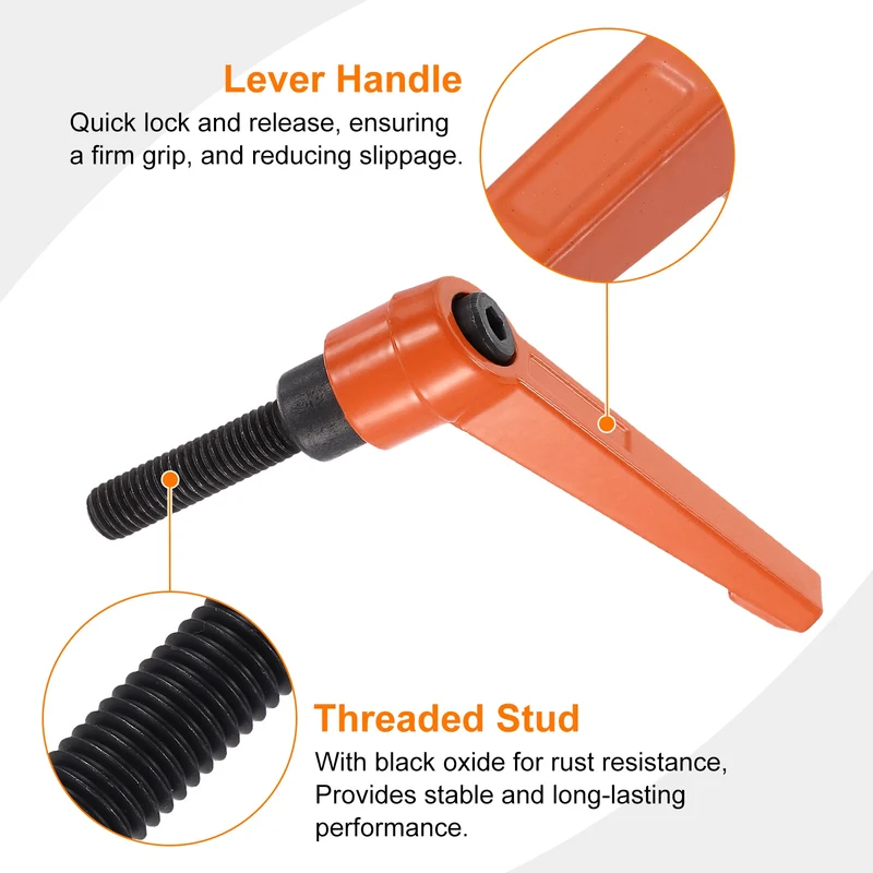 Clamping Lever Handles for Lathe, M8x32mm Male Thread Orange