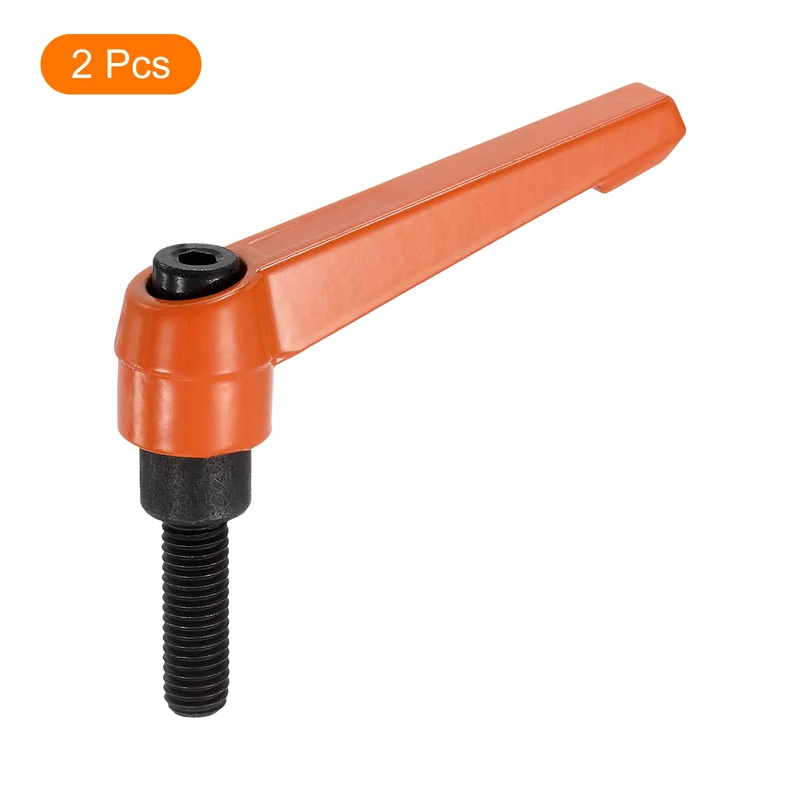 Clamping Lever Handles for Lathe, M8x25mm Male Thread Orange 2Pcs