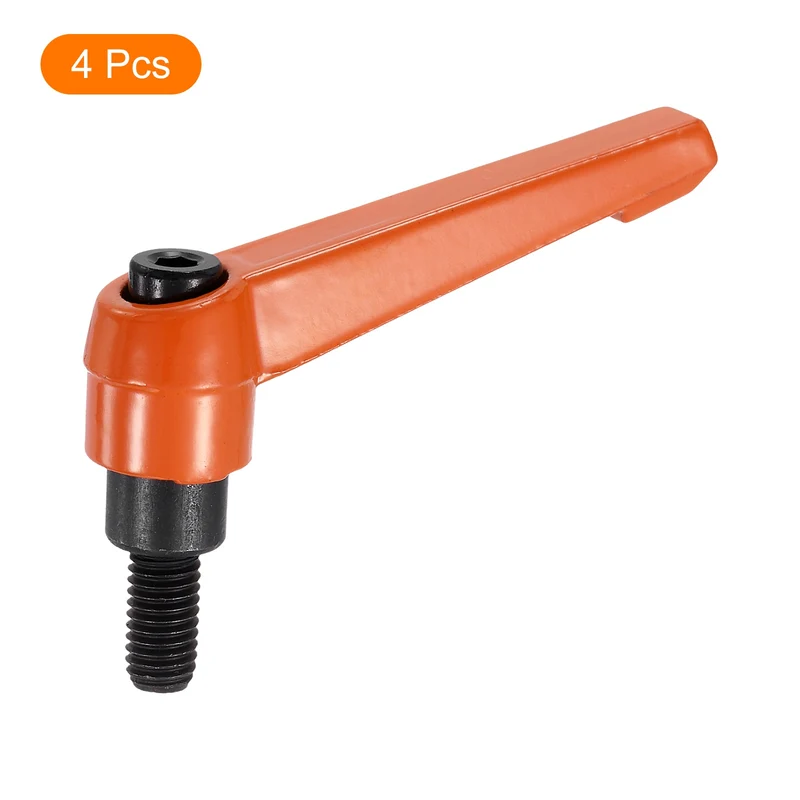 Clamping Lever Handles for Lathe, M8x20mm Male Thread Orange 4Pcs