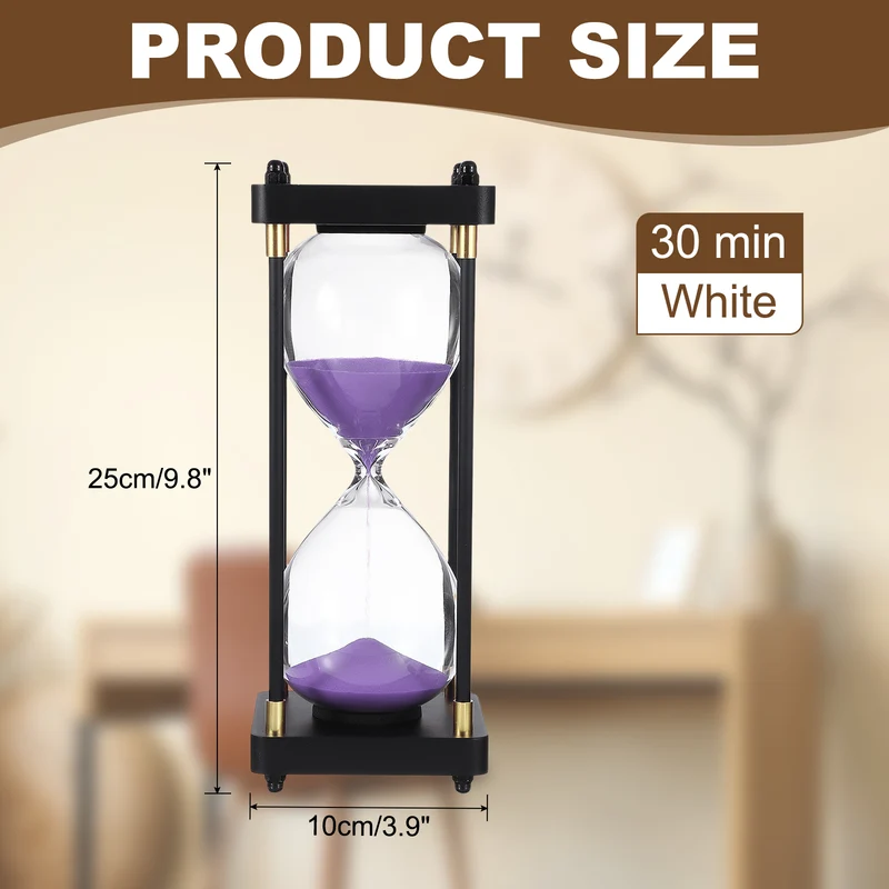 Large Decorative Sand Timer, 30 Min Modern Wooden Hour Glass, Purple(Style 1)
