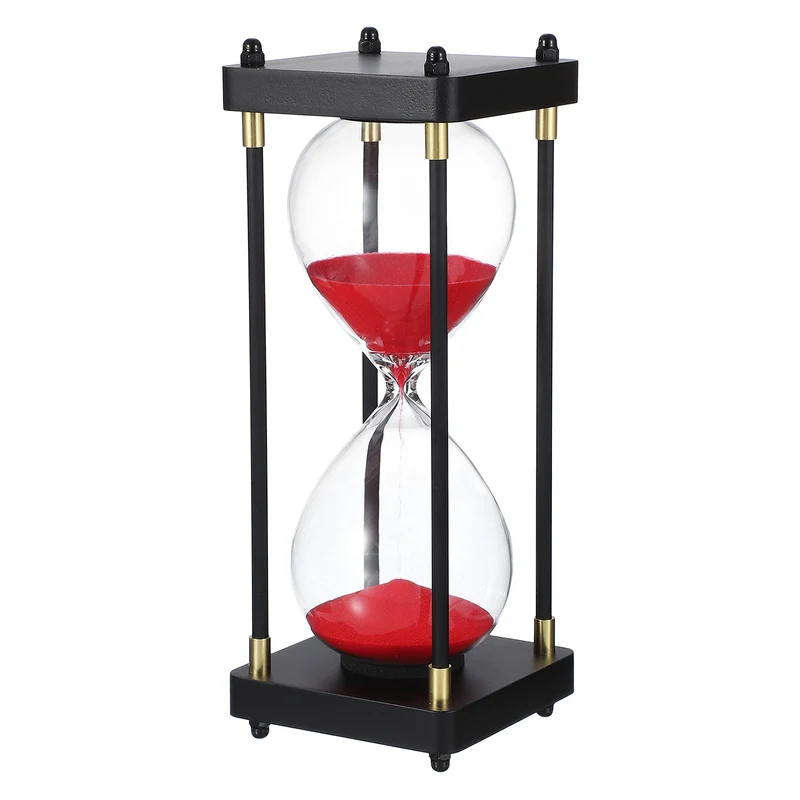 Large Decorative Sand Timer, 30 Min Modern Wooden Hour Glass, Red(Style 1)