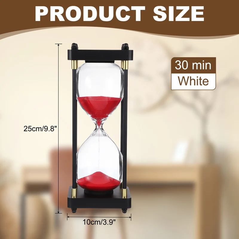 Large Decorative Sand Timer, 30 Min Modern Wooden Hour Glass, Red(Style 1)
