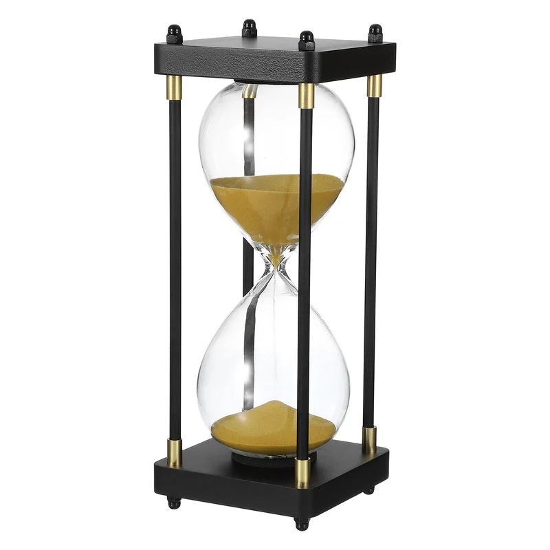Large Decorative Sand Timer, 30 Min Modern Wooden Hour Glass, Gold Tone(Style 1)
