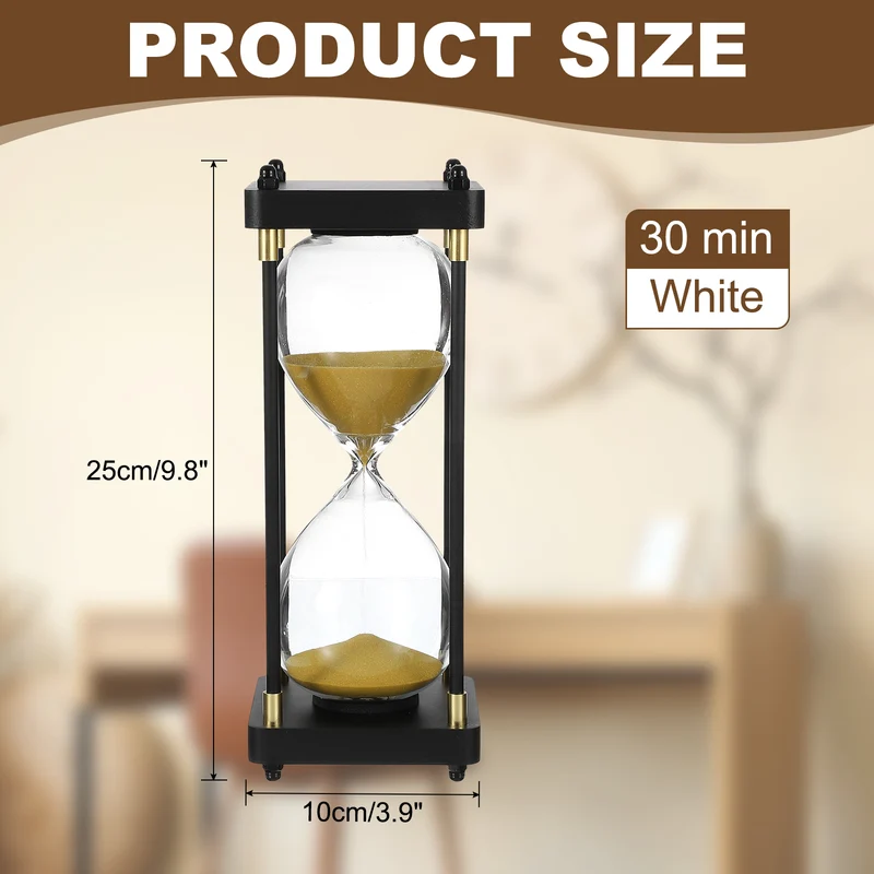 Large Decorative Sand Timer, 30 Min Modern Wooden Hour Glass, Gold Tone(Style 1)