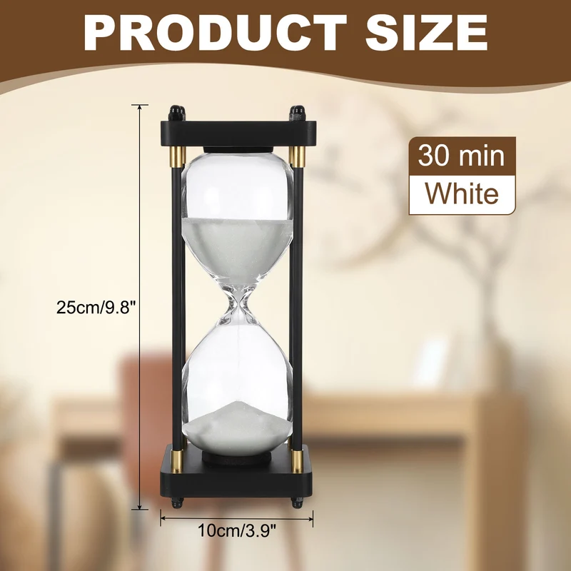 Large Decorative Sand Timer, 30 Min Modern Wooden Hour Glass, White(Style 1)