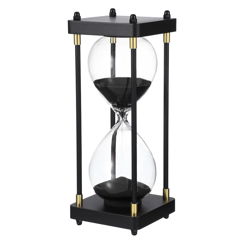 Large Decorative Sand Timer, 30 Min Modern Wooden Hour Glass, Black(Style 1)