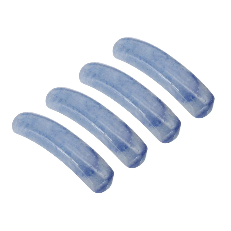 4 Pcs Natural Stone, 36 x 10 mm Natural Curved Clear Quartz Stone Crystal Handmade Jade Flat Beads for DIY Crafting, Blue Aventurine
