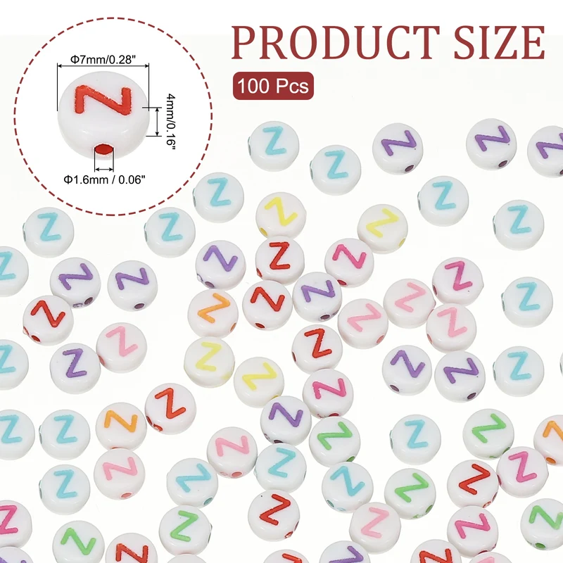 Alphabet Beads, 100 Pcs Rainbow Letter Beads Acrylic Charms, 4x7mm, Letter Z