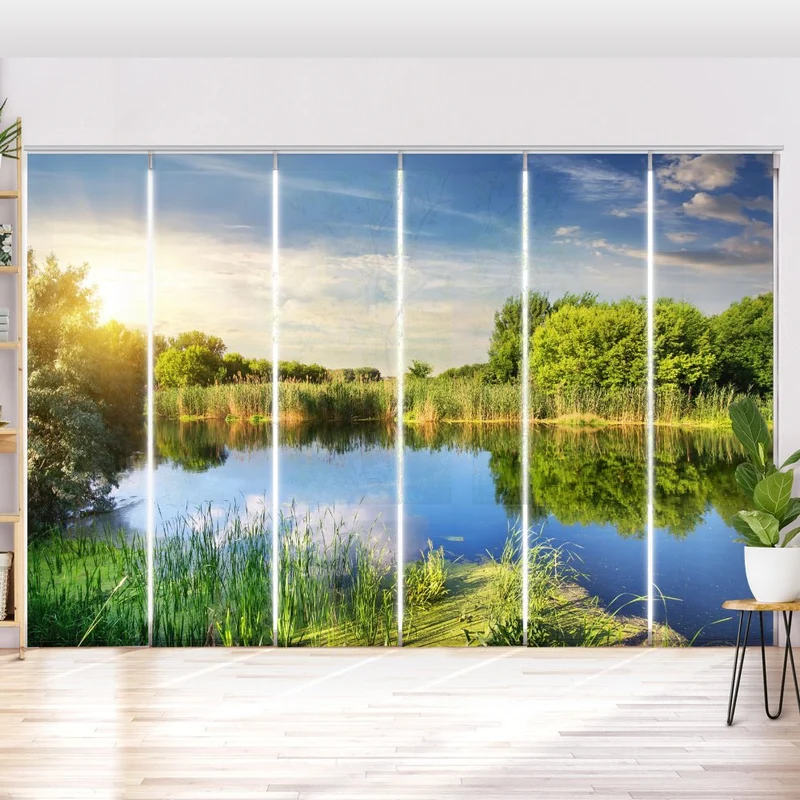 Schiebegardine Motiv "Idyllischer Waldsee"