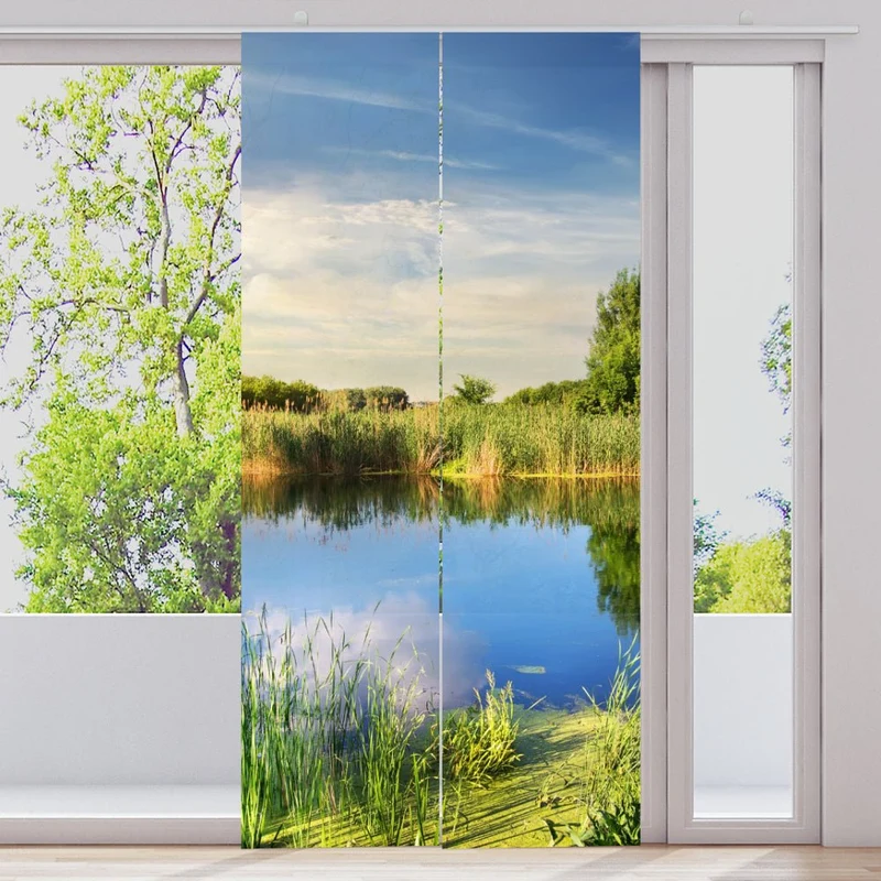 Schiebegardine Motiv "Idyllischer Waldsee"