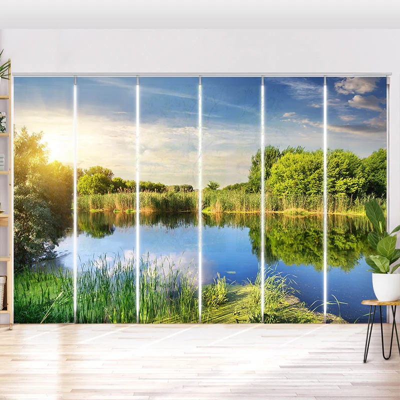 Schiebegardine Motiv "Idyllischer Waldsee"
