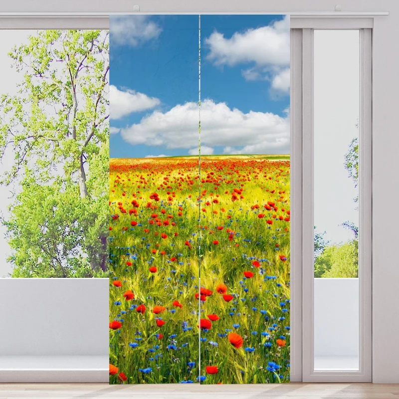 Schiebegardine Motiv "Kornfeld Mohnblumen Feld"