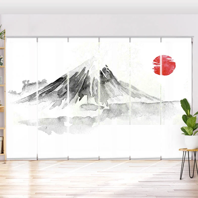 Schiebegardine Motiv "Fujiyama Zeichnung Asiatisch"