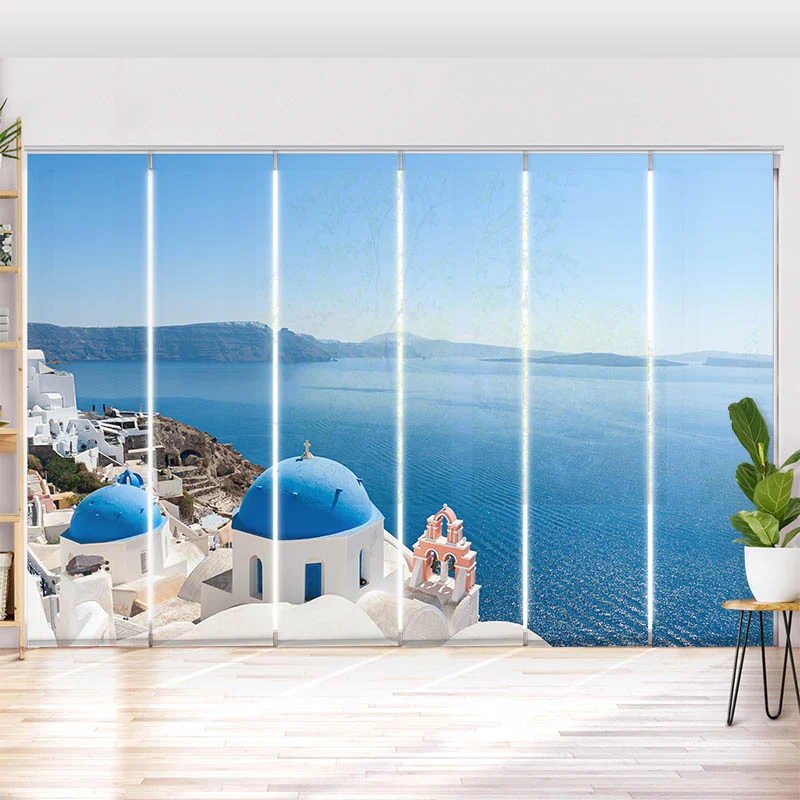 Schiebegardine Motiv "Kirche Santorini"