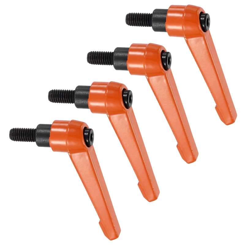 Clamping Lever Handles for Lathe, M8x16mm Male Thread Orange 4Pcs