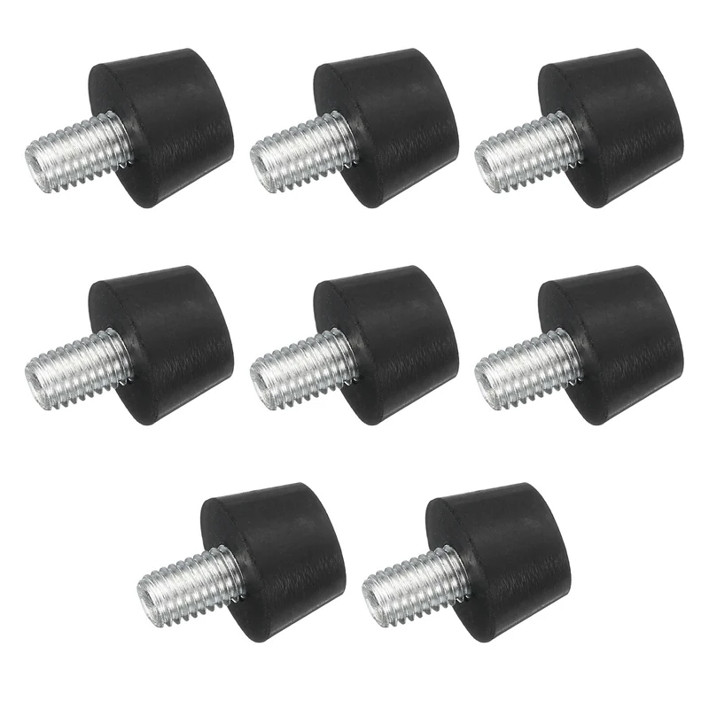 8Pcs Thread Levelling Feet, 0.98"x0.71" with M10x14mm Studs, Black