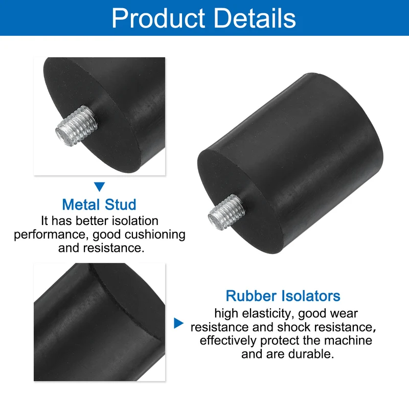 8Pcs Thread Levelling Feet, 1.57"x1.77" with M8x10mm Studs, Black