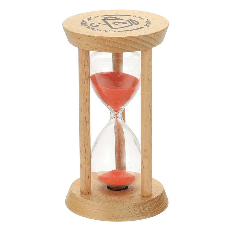 1Pcs 3 Minutes Sand Timer, Wooden Sand Watch for Home, Red