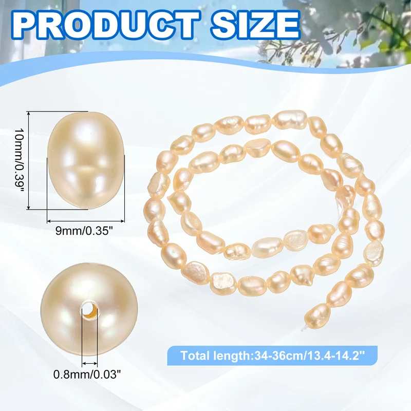 Freshwater Pearl Beads, 9-10mm Straight Hole Pearl String, Pink