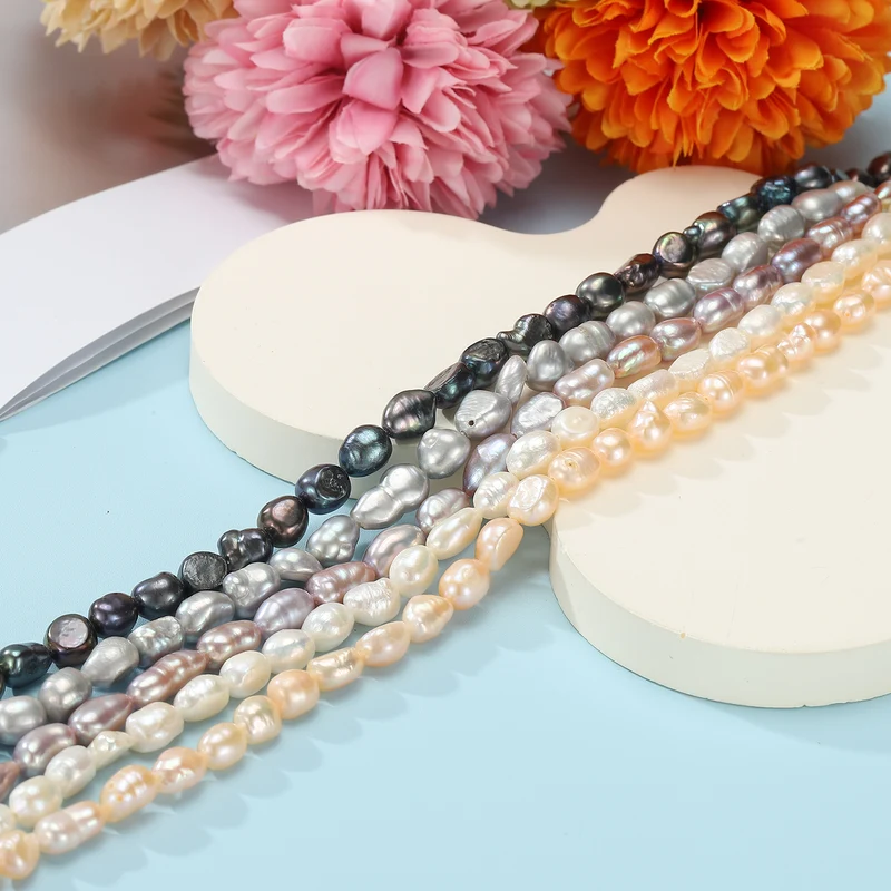 Freshwater Pearl Beads, 9-10mm Straight Hole Pearl String, Pink