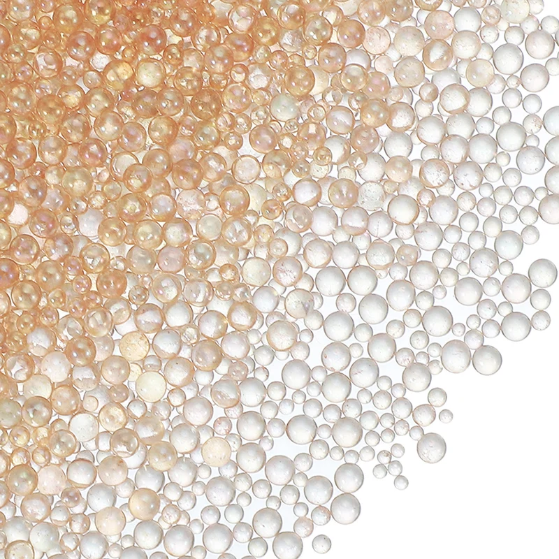 200g 1-3mm Glass Bubble Beads Iridescent No Hole Water Droplet Ball Champagne