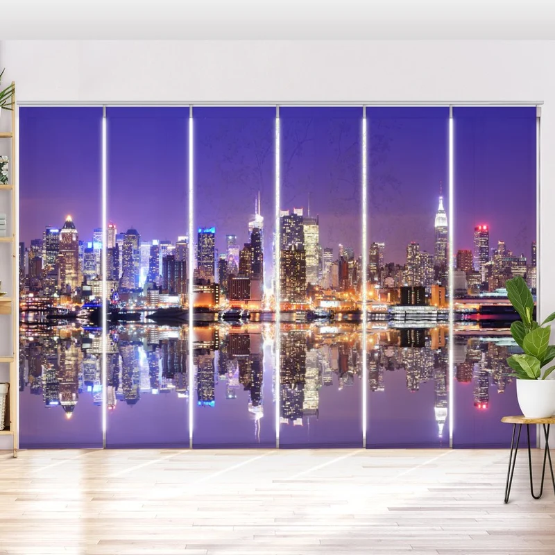 Schiebegardine Motiv "Skyline Manhatten Nacht"