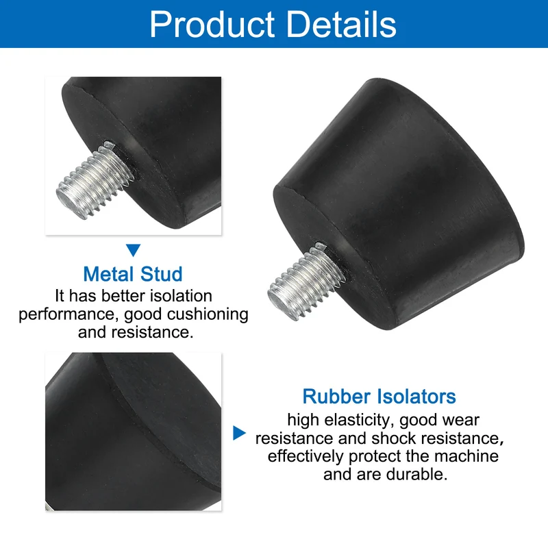 8Pcs Thread Levelling Feet, 1.5"x0.98" with M8x12mm Studs, Black