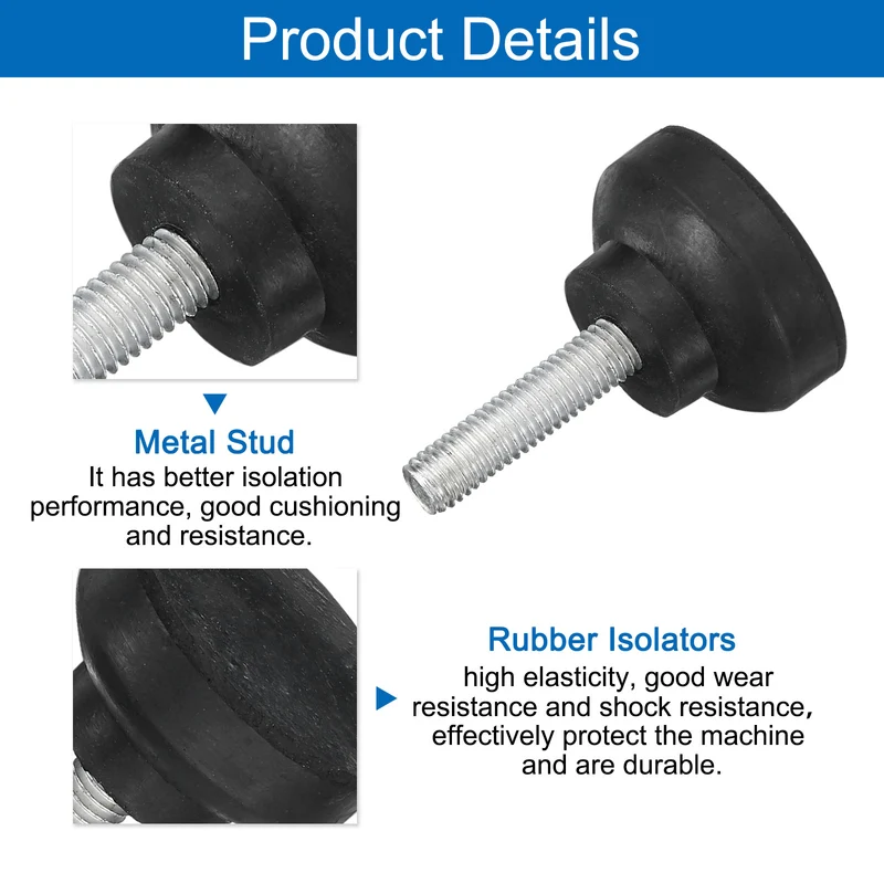 8Pcs Thread Levelling Feet, 1.42"x0.79" with M8x30.5mm Studs, Black
