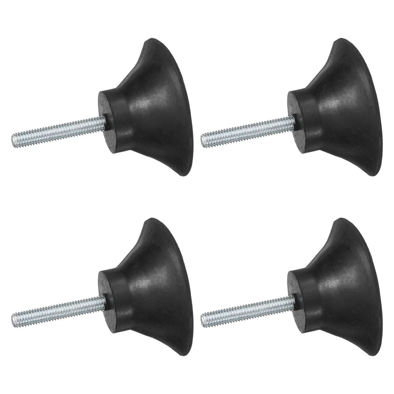 4Pcs Thread Levelling Feet 1.97"x0.98" with M6x35mm Studs Black