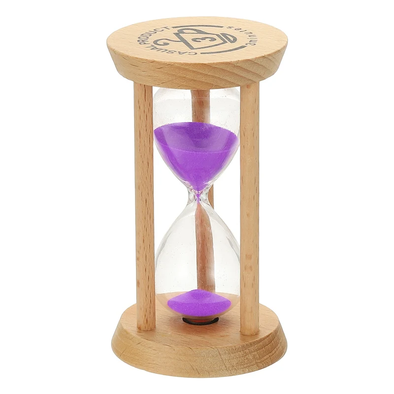 1Pcs 3 Minutes Sand Timer, Wooden Sand Watch for Home, Purple
