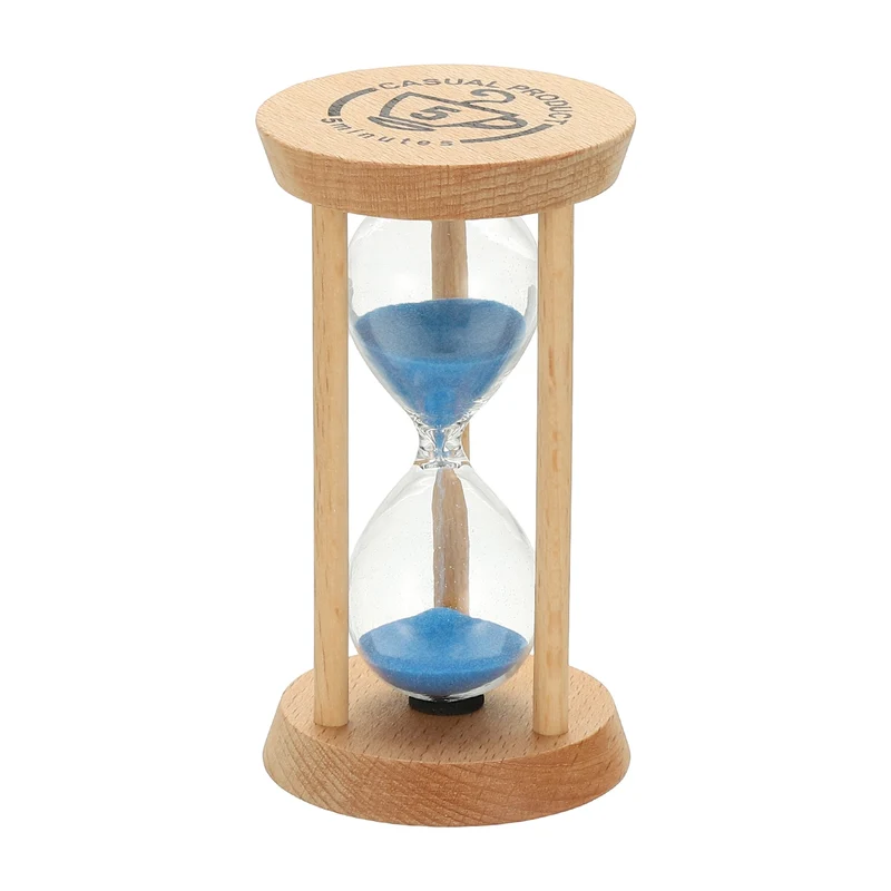 1Pcs 3 Minutes Sand Timer, Wooden Sand Watch for Home, Blue