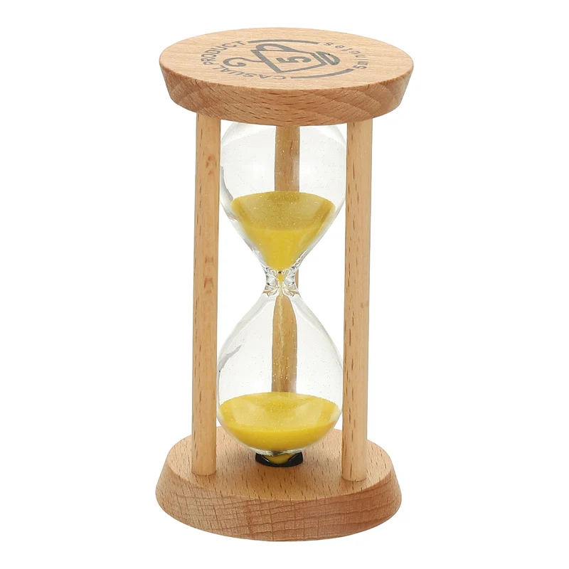 1Pcs 5 Minutes Sand Timer, Wooden Sand Watch for Home, Yellow