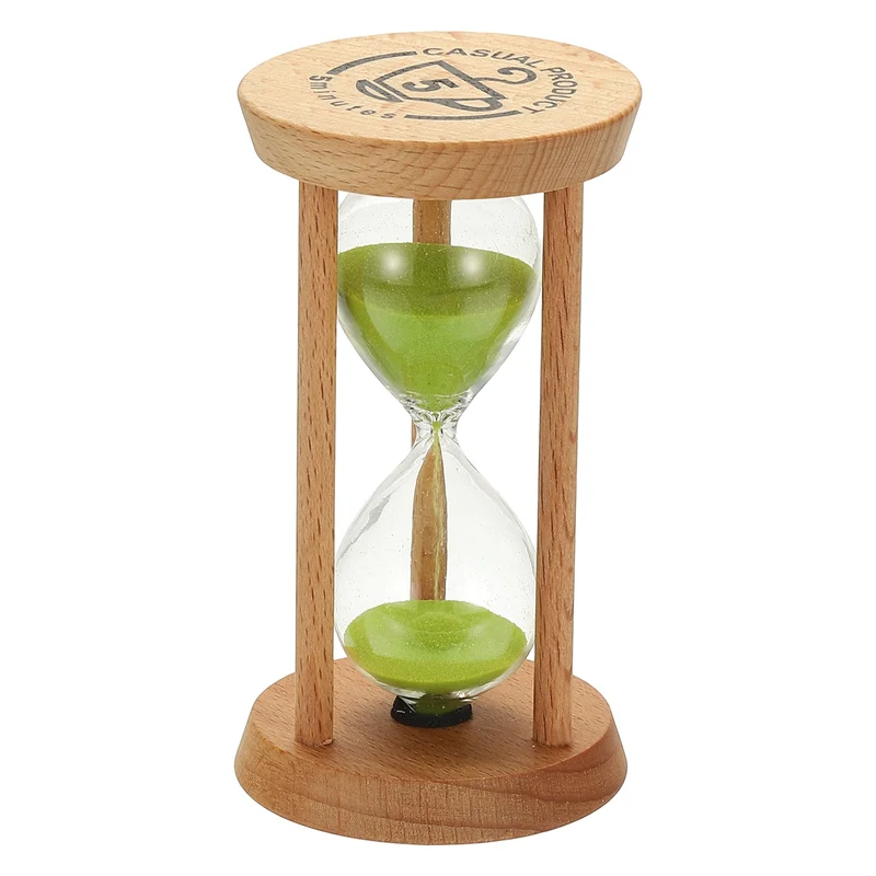 1Pcs 5 Minutes Sand Timer, Wooden Sand Watch for Home, Green