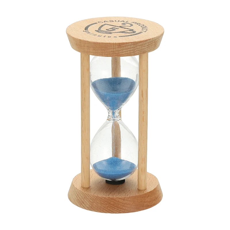 1Pcs 5 Minutes Sand Timer, Wooden Sand Watch for Home, Blue