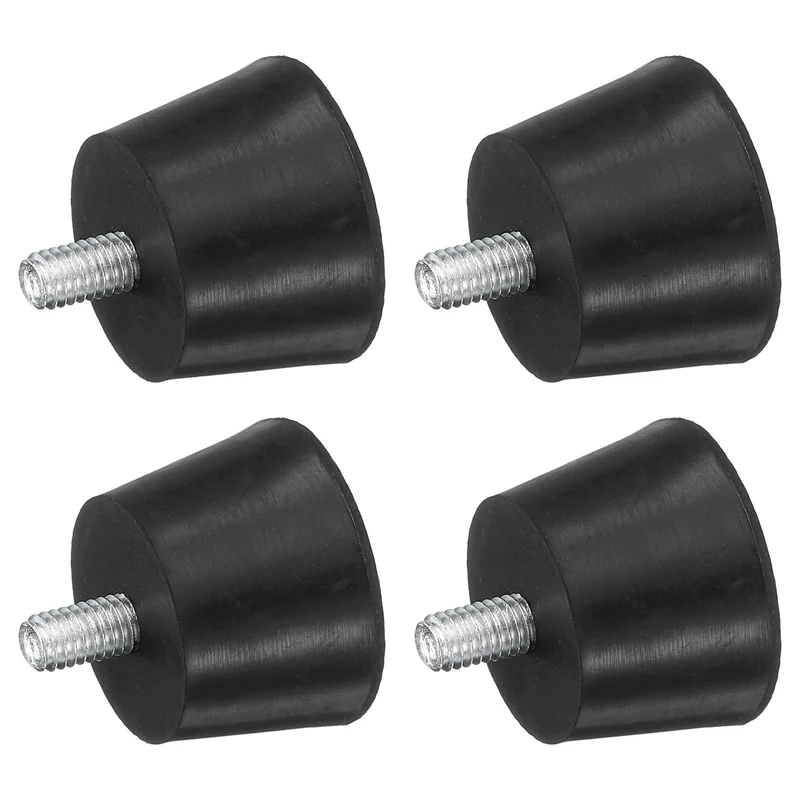4Pcs Thread Levelling Feet 1.18"x0.79" with M6x12mm Studs Black