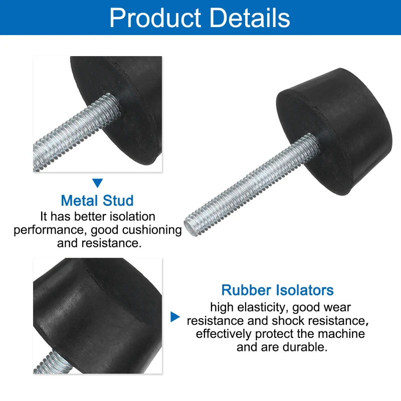 8Pcs Thread Levelling Feet, 1.18"x0.59" with M6x40mm Studs, Black