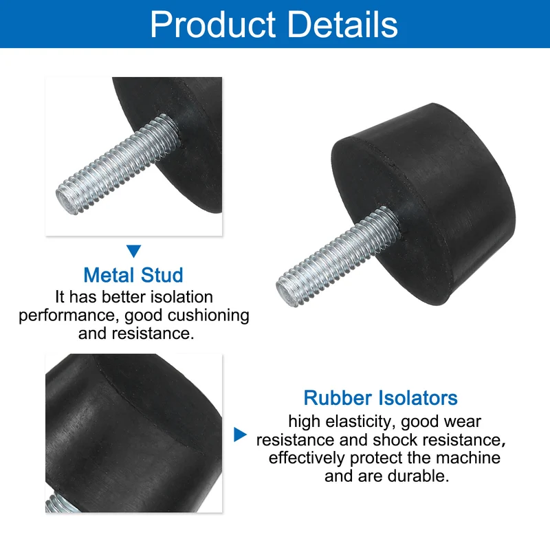 8Pcs Thread Levelling Feet, 1.18"x0.59" with M6x20mm Studs, Black