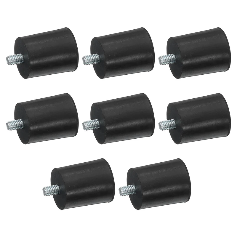 8Pcs Thread Adjustable Levelling Feet, 1.02" x 1.26" Rubber Furniture Feet with M6 x 10mm Studs for Table Chair Feet Floor Protector, Black