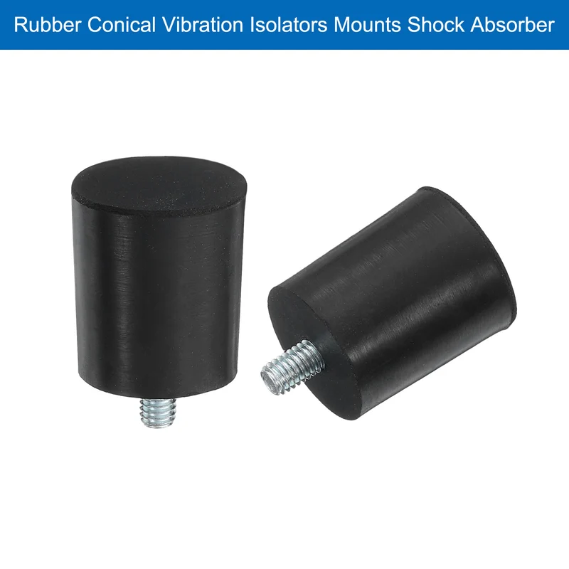 8Pcs Thread Adjustable Levelling Feet, 1.02" x 1.26" Rubber Furniture Feet with M6 x 10mm Studs for Table Chair Feet Floor Protector, Black