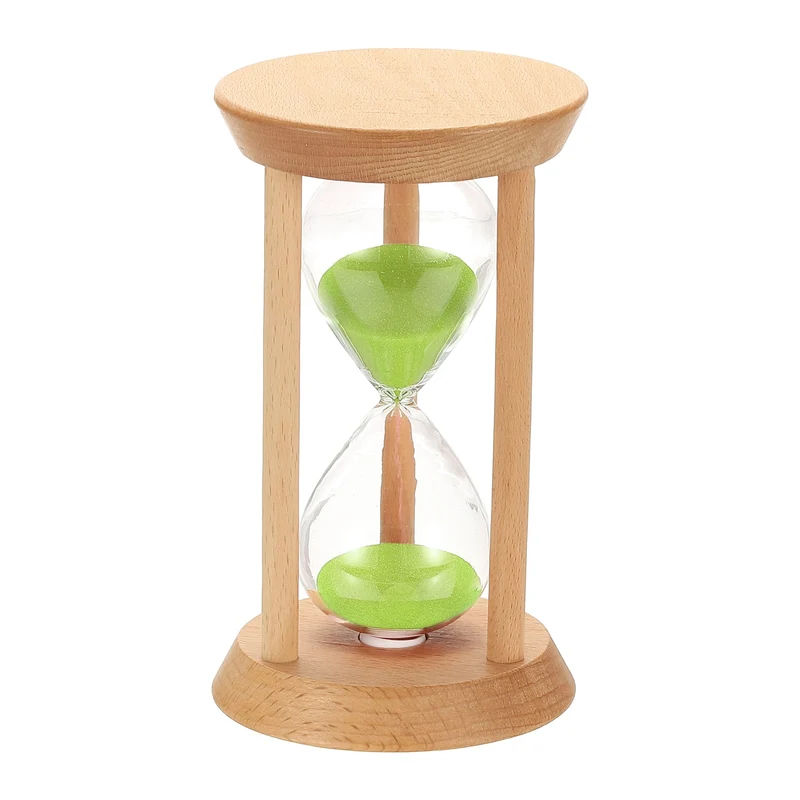 1Pcs 10 Minutes Sand Timer, Wooden Sand Watch for Home, Green