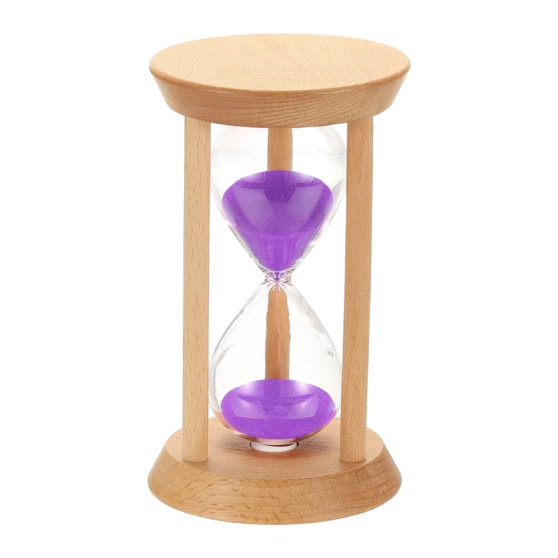1Pcs 10 Minutes Sand Timer, Wooden Sand Watch for Home, Purple