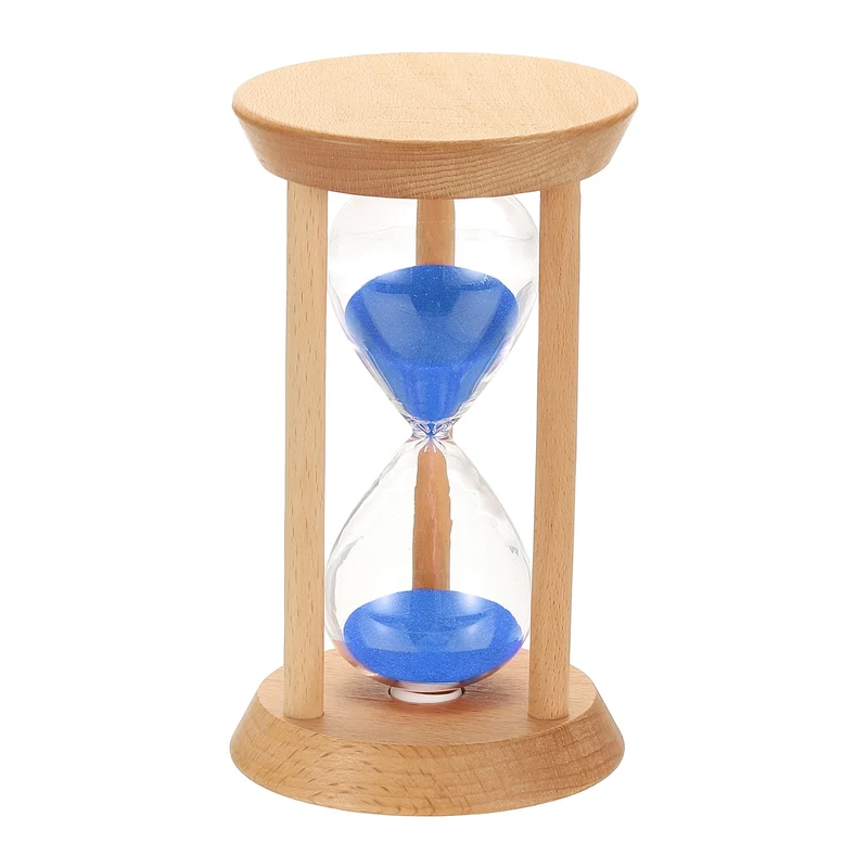 1Pcs 10 Minutes Sand Timer, Wooden Sand Watch for Home, Blue