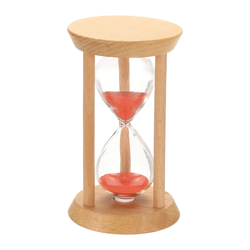 1Pcs 15 Minutes Sand Timer, Wooden Sand Watch for Home, Red