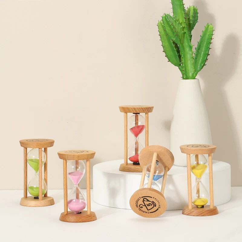 1Pcs 15 Minutes Sand Timer, Wooden Sand Watch for Home, Blue